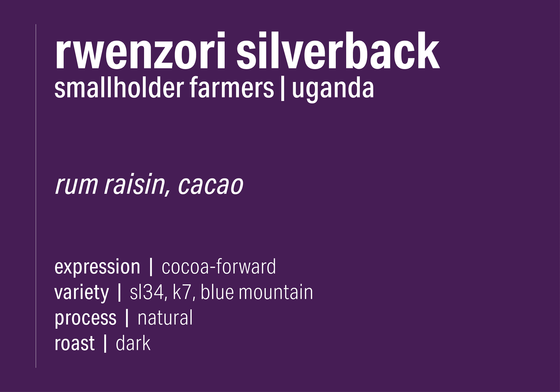 Rwenzori Silverback - Uganda Natural - Uganda